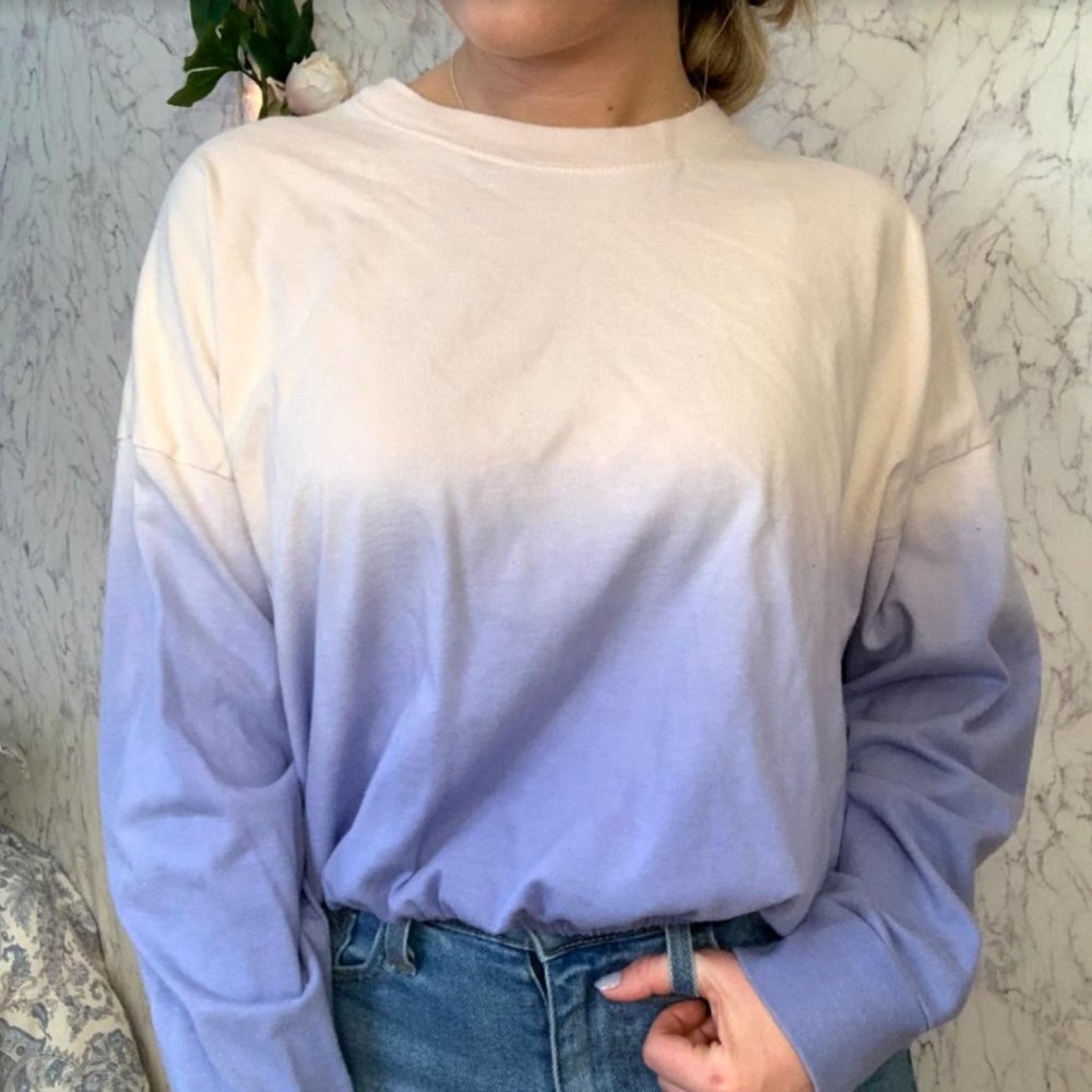 Forever21 Ombre Long Sleeve Cinched Crop Top